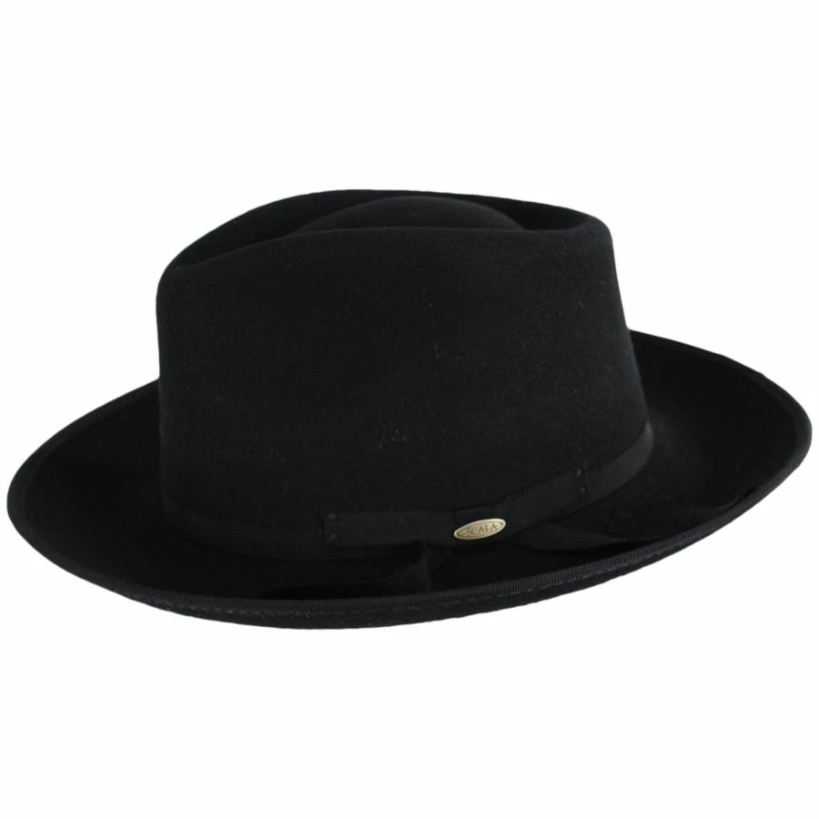 Scala Puebla Wool Felt Fedora Hat - Black 4 Scala Puebla Wool Felt Fedora Hat - Black - Image 2