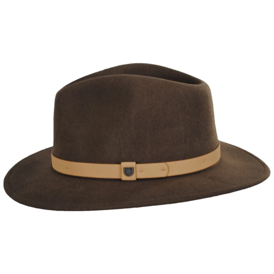Brixton Hats Messer Wool Felt Fedora Hat - Brown/Beige 4 Brixton Hats Messer Wool Felt Fedora Hat - Brown/Beige - Image 2