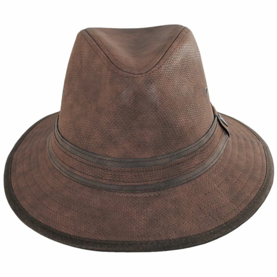 Dorfman-Pacific Cobra Vegan Leather Safari Fedora Hat 3 Dorfman-Pacific Cobra Vegan Leather Safari Fedora Hat