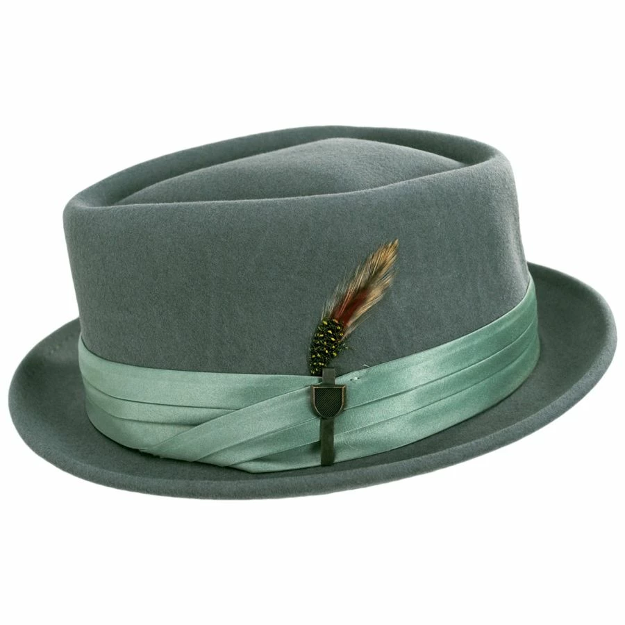 Brixton Hats Stout Wool Felt Diamond Crown Fedora Hat - Mint Green 4 Brixton Hats Stout Wool Felt Diamond Crown Fedora Hat - Mint Green - Image 2
