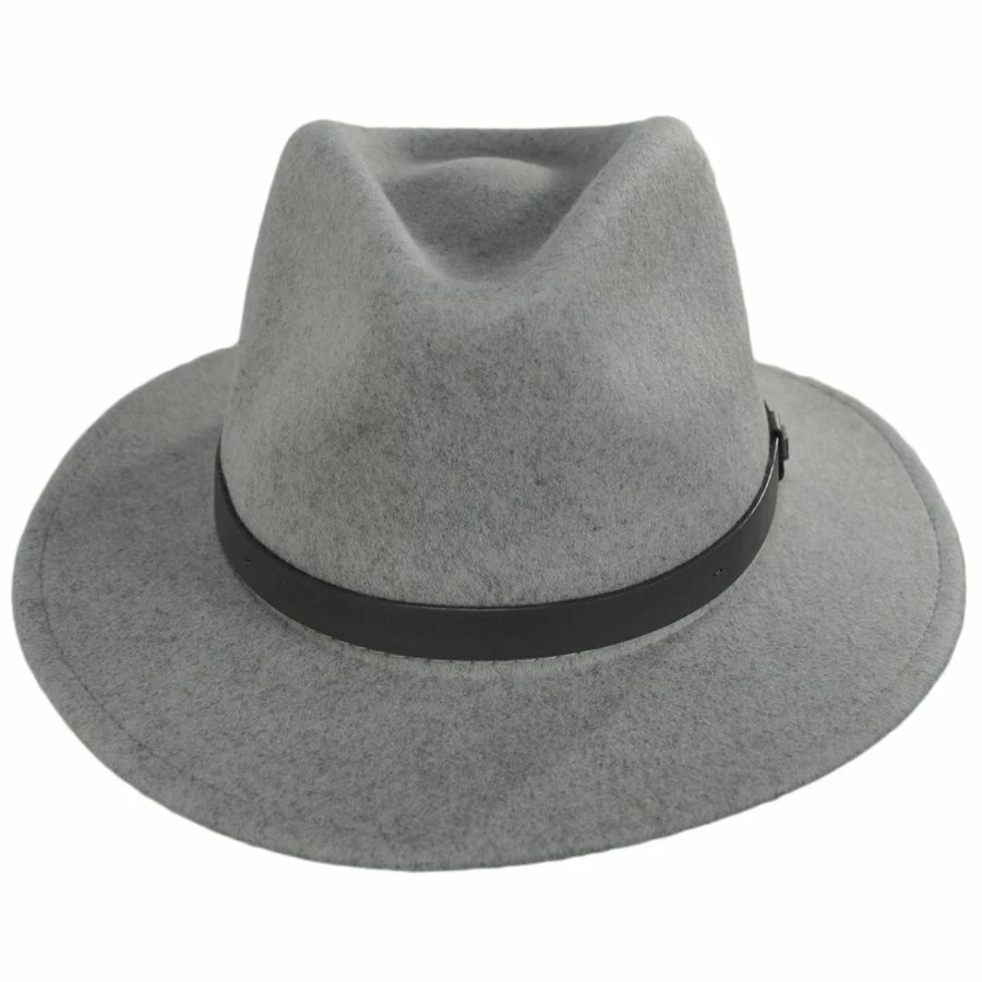 Brixton Hats Messer Melange Wool Felt Fedora Hat - Gray/Dark Gray 3 Brixton Hats Messer Melange Wool Felt Fedora Hat - Gray/Dark Gray