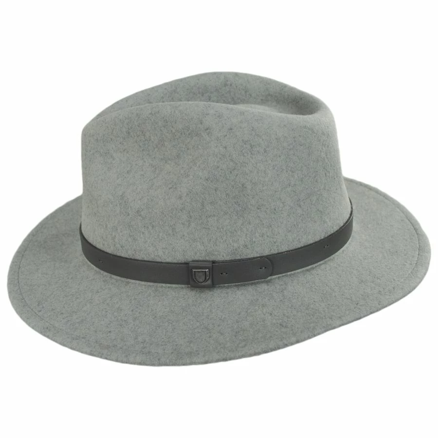 Brixton Hats Messer Melange Wool Felt Fedora Hat - Gray/Dark Gray 4 Brixton Hats Messer Melange Wool Felt Fedora Hat - Gray/Dark Gray - Image 2