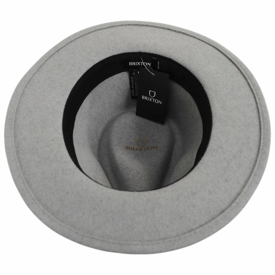 Brixton Hats Messer Melange Wool Felt Fedora Hat - Gray/Dark Gray 5 Brixton Hats Messer Melange Wool Felt Fedora Hat - Gray/Dark Gray - Image 3