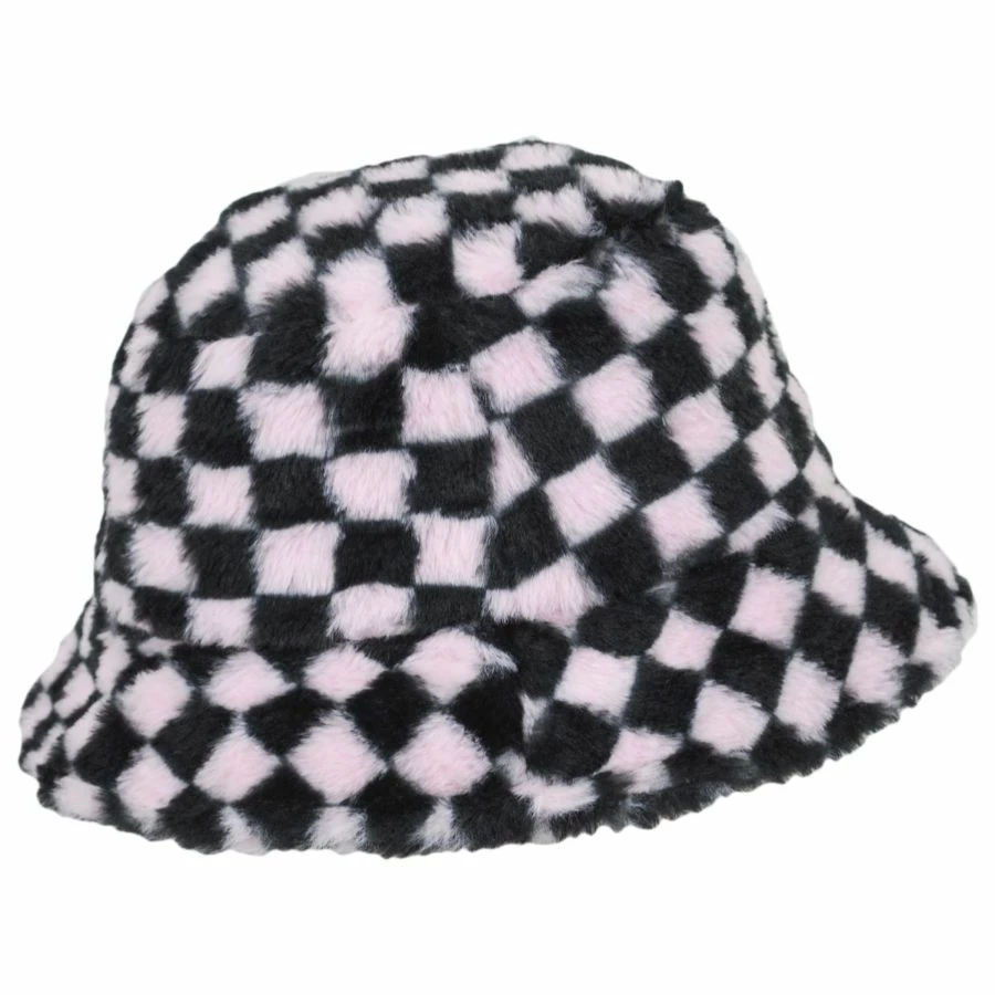 Kangol Checkerboard Faux Fur Bucket Hat 4 Kangol Checkerboard Faux Fur Bucket Hat - Image 2