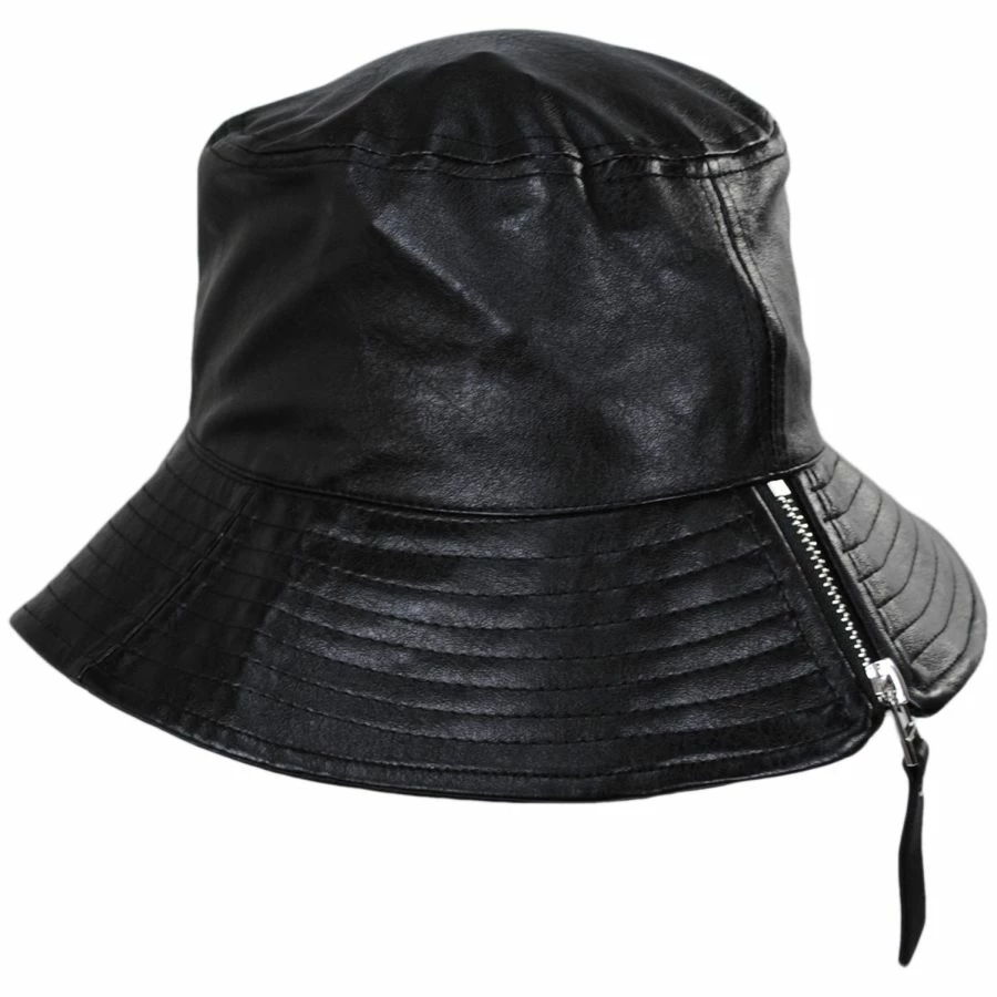 Scala Sylvie Vegan Leather Bucket Hat 4 Scala Sylvie Vegan Leather Bucket Hat - Image 2