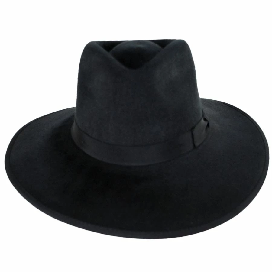 Brixton Hats Jo Wool Felt Rancher Fedora Hat - Black 3 Brixton Hats Jo Wool Felt Rancher Fedora Hat - Black