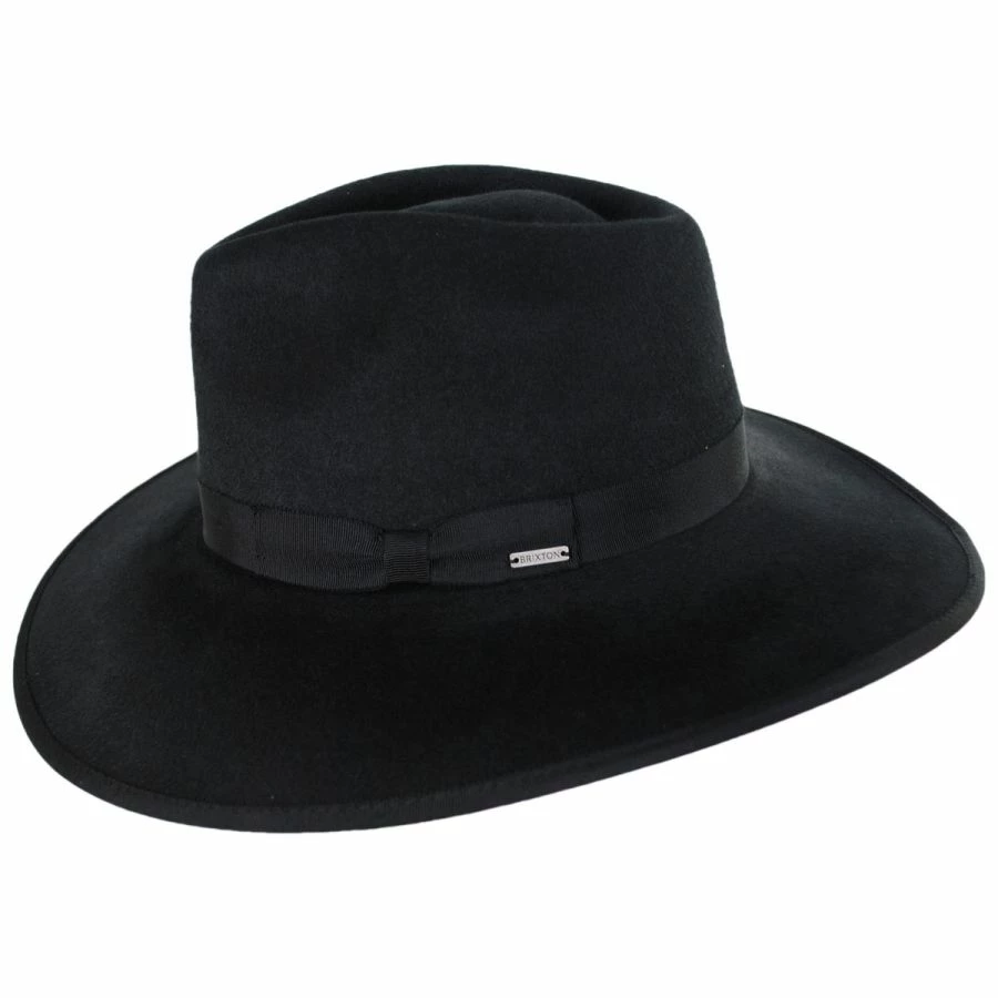 Brixton Hats Jo Wool Felt Rancher Fedora Hat - Black 4 Brixton Hats Jo Wool Felt Rancher Fedora Hat - Black - Image 2