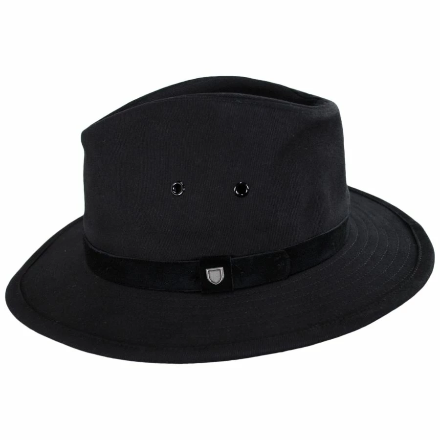 Brixton Hats Messer X Adventure Cotton Safari Fedora Hat - Black 4 Brixton Hats Messer X Adventure Cotton Safari Fedora Hat - Black - Image 2