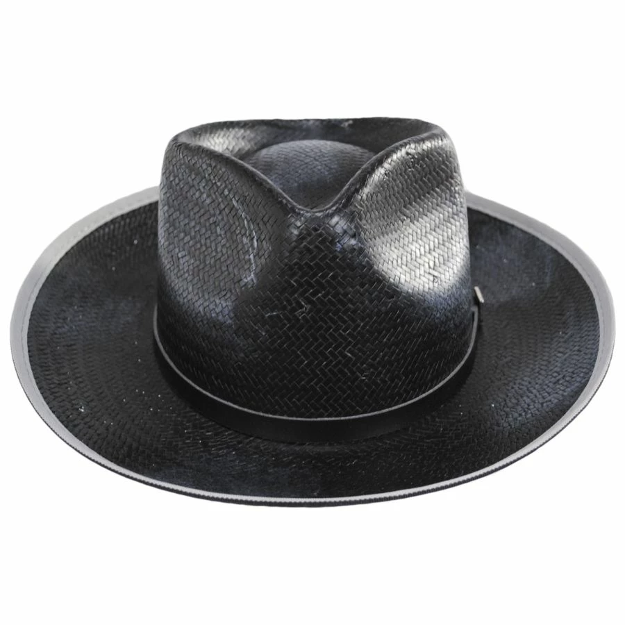 Stacy Adams Ritz Distressed Toyo Straw Fedora Hat 3 Stacy Adams Ritz Distressed Toyo Straw Fedora Hat