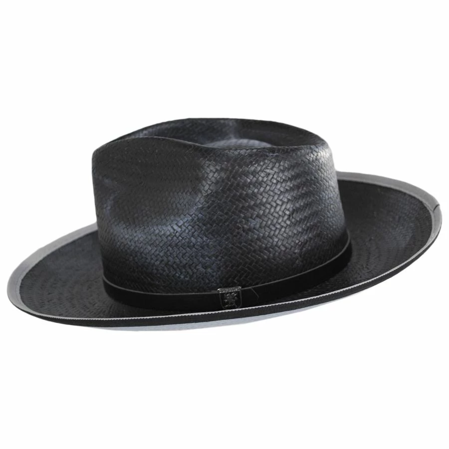 Stacy Adams Ritz Distressed Toyo Straw Fedora Hat 4 Stacy Adams Ritz Distressed Toyo Straw Fedora Hat - Image 2