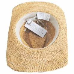 Nikki Beach Blue Jaye Crochet Raffia Straw Western Hat -Brixton Hats Shop 467352