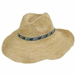 Nikki Beach Lainey Crochet Raffia Straw Western Hat