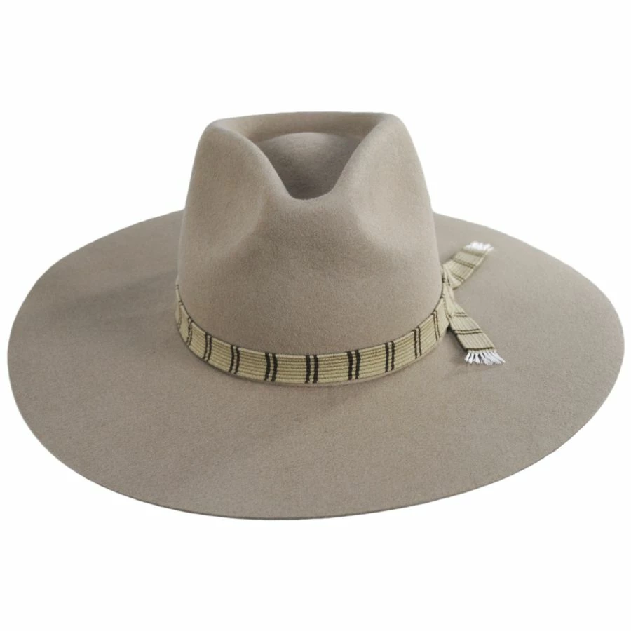 Brixton Hats Leigh Wool Felt Wide Brim Fedora Hat - Sand 3 Brixton Hats Leigh Wool Felt Wide Brim Fedora Hat - Sand