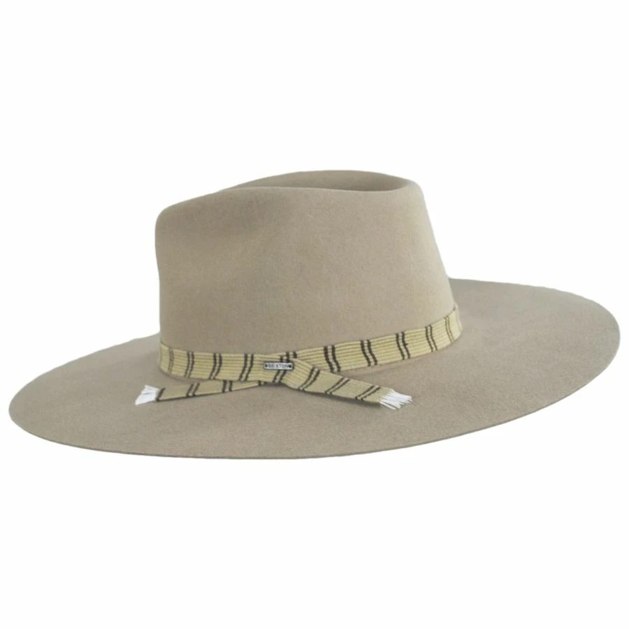 Brixton Hats Leigh Wool Felt Wide Brim Fedora Hat - Sand 4 Brixton Hats Leigh Wool Felt Wide Brim Fedora Hat - Sand - Image 2