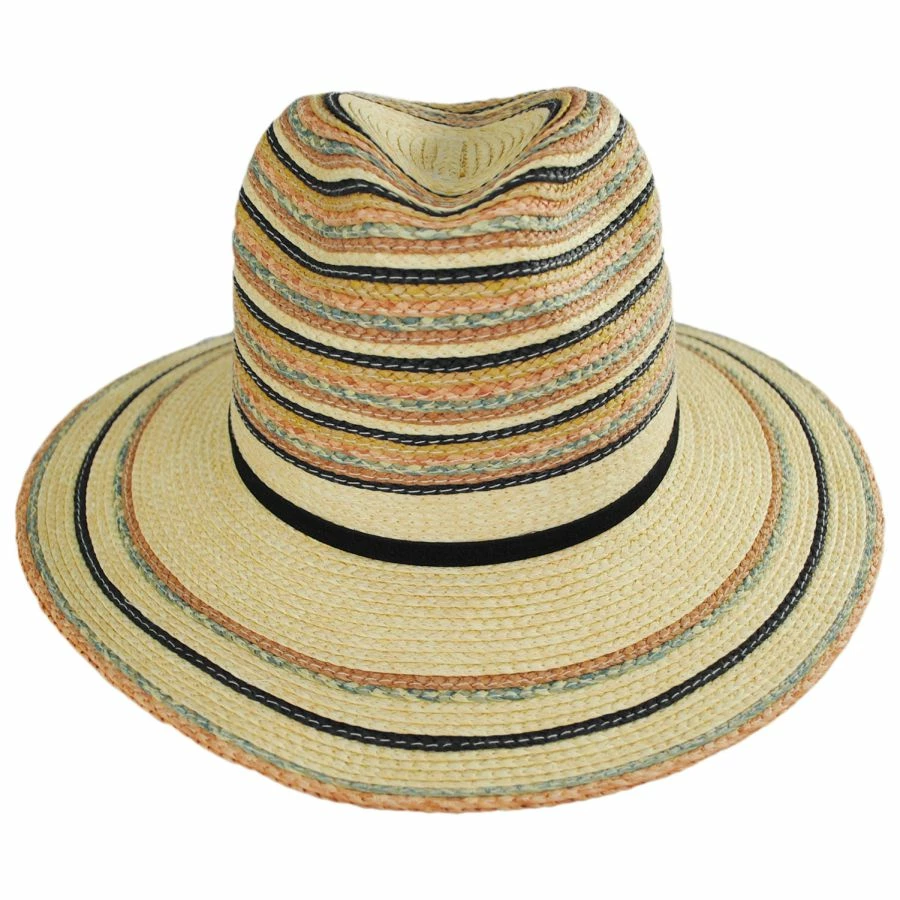 San Diego Hat Company Paradise Striped Toyo Straw Fedora Hat 3 San Diego Hat Company Paradise Striped Toyo Straw Fedora Hat