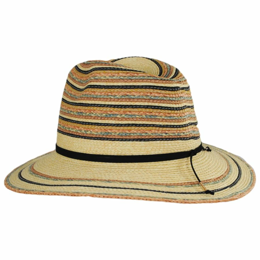 San Diego Hat Company Paradise Striped Toyo Straw Fedora Hat 4 San Diego Hat Company Paradise Striped Toyo Straw Fedora Hat - Image 2