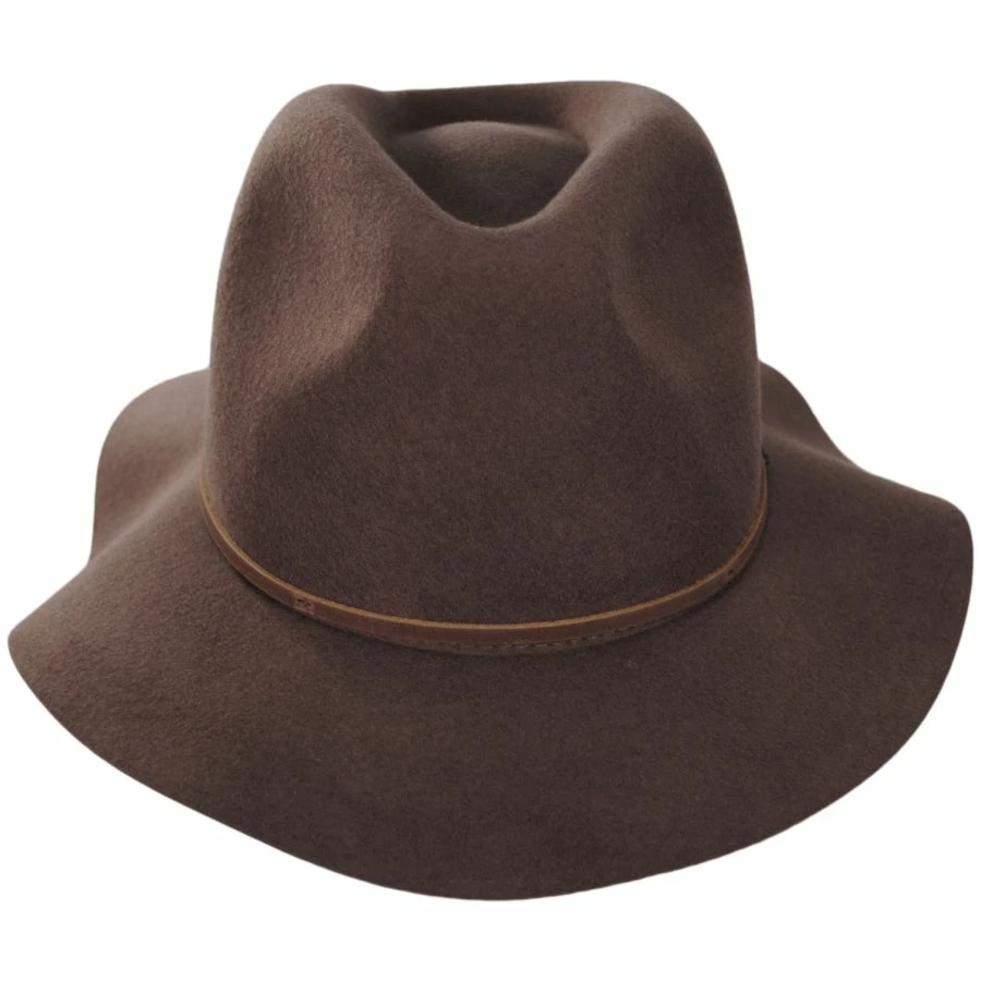 Brixton Hats Wesley Wool Felt Floppy Fedora Hat - Dark Tan 3 Brixton Hats Wesley Wool Felt Floppy Fedora Hat - Dark Tan