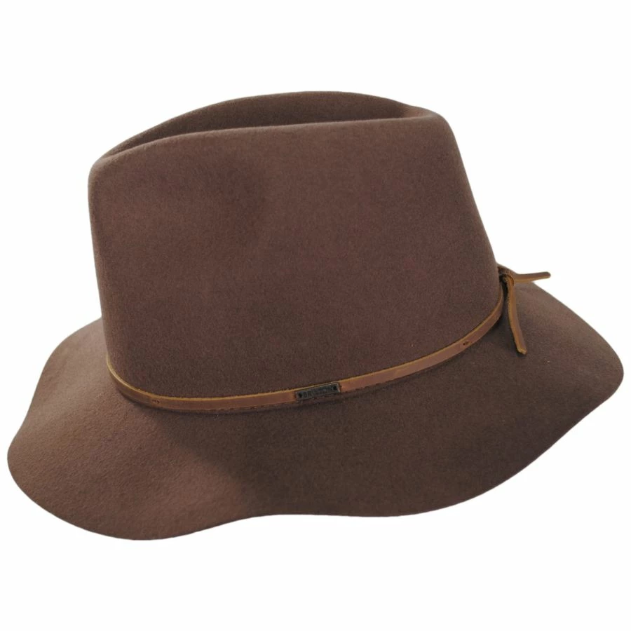 Brixton Hats Wesley Wool Felt Floppy Fedora Hat - Dark Tan 4 Brixton Hats Wesley Wool Felt Floppy Fedora Hat - Dark Tan - Image 2