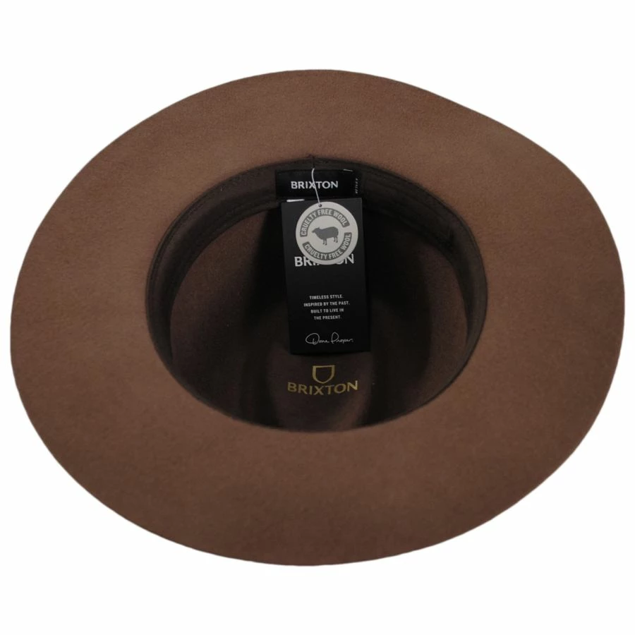 Brixton Hats Wesley Wool Felt Floppy Fedora Hat - Dark Tan 5 Brixton Hats Wesley Wool Felt Floppy Fedora Hat - Dark Tan - Image 3