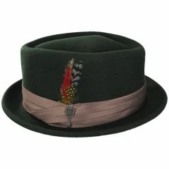 Brixton Hats Stout Wool Felt Diamond Crown Fedora Hat - Moss -Brixton Hats Shop 474693