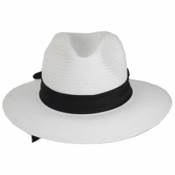 Karen Keith Back Bow & Tail Toyo Straw Safari Fedora Hat