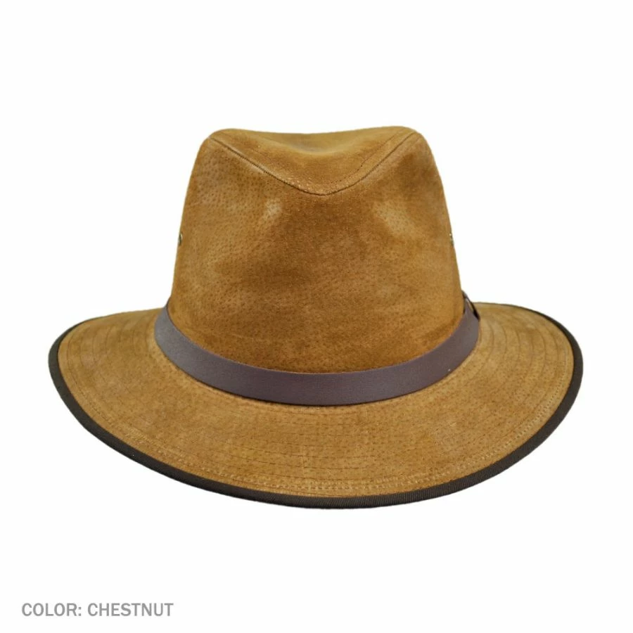 Jaxon Hats Nubuck Leather Safari Fedora Hat 3 Jaxon Hats Nubuck Leather Safari Fedora Hat