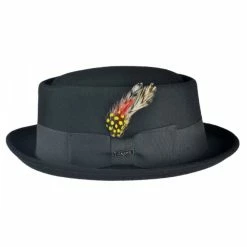 Jaxon Hats Wool Felt Pork Pie Hat - Black -Brixton Hats Shop 73286