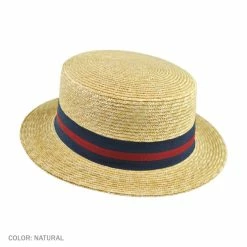 Jaxon Hats Striped Band Wheat Straw Skimmer Hat -Brixton Hats Shop 75980