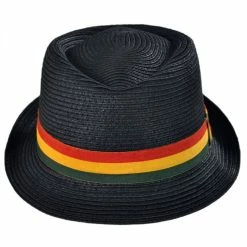 Kenny K Rasta Toyo Straw Diamond Crown Fedora Hat
