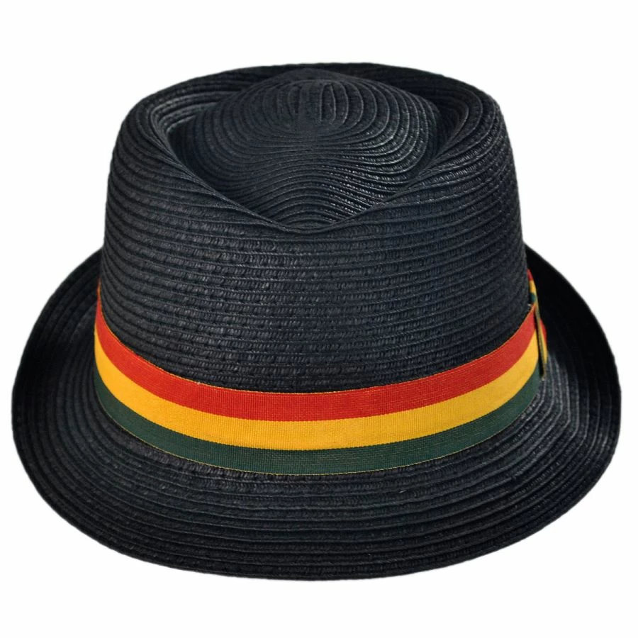 Kenny K Rasta Toyo Straw Diamond Crown Fedora Hat 3 Kenny K Rasta Toyo Straw Diamond Crown Fedora Hat