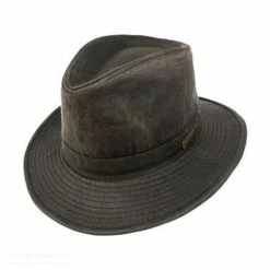 Indiana Jones Officially Licensed Weathered Cotton Safari Fedora Hat -Brixton Hats Shop size m 2