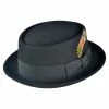 Jaxon Hats Wool Felt Pork Pie Hat - Black -Brixton Hats Shop wool felt pork pie hat black